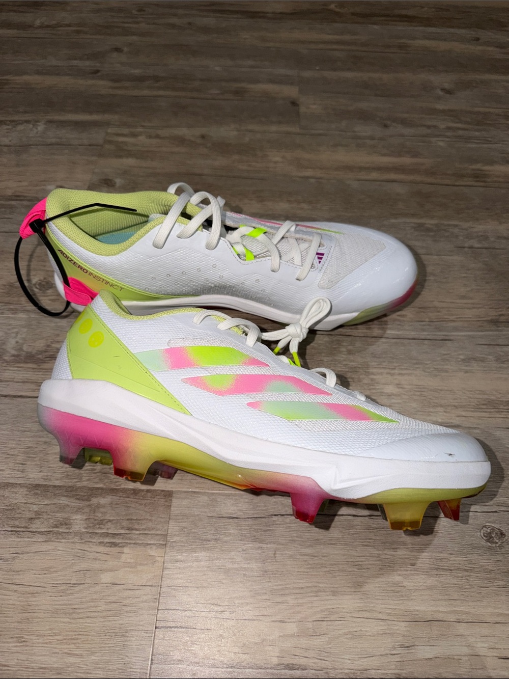 adidas White Sneakers with Neon Pink & Lime Accents